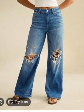 American Eagle ripped jeans wide leg regular 000 AE